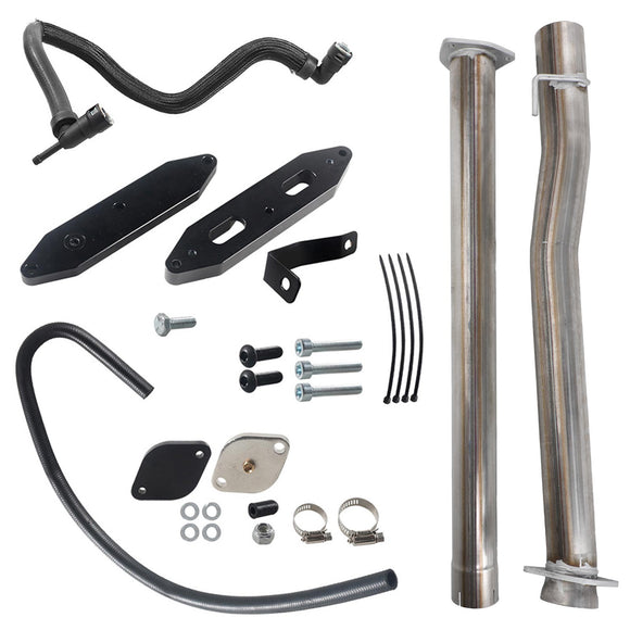 4" Muffler Exhaust Pipe + EGR Delete Kit for 11-22 6.7L Ford F250 F350 F450