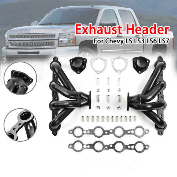 Collecteur d'échappement noir pour Chevy LS LS3 LS6 LS7