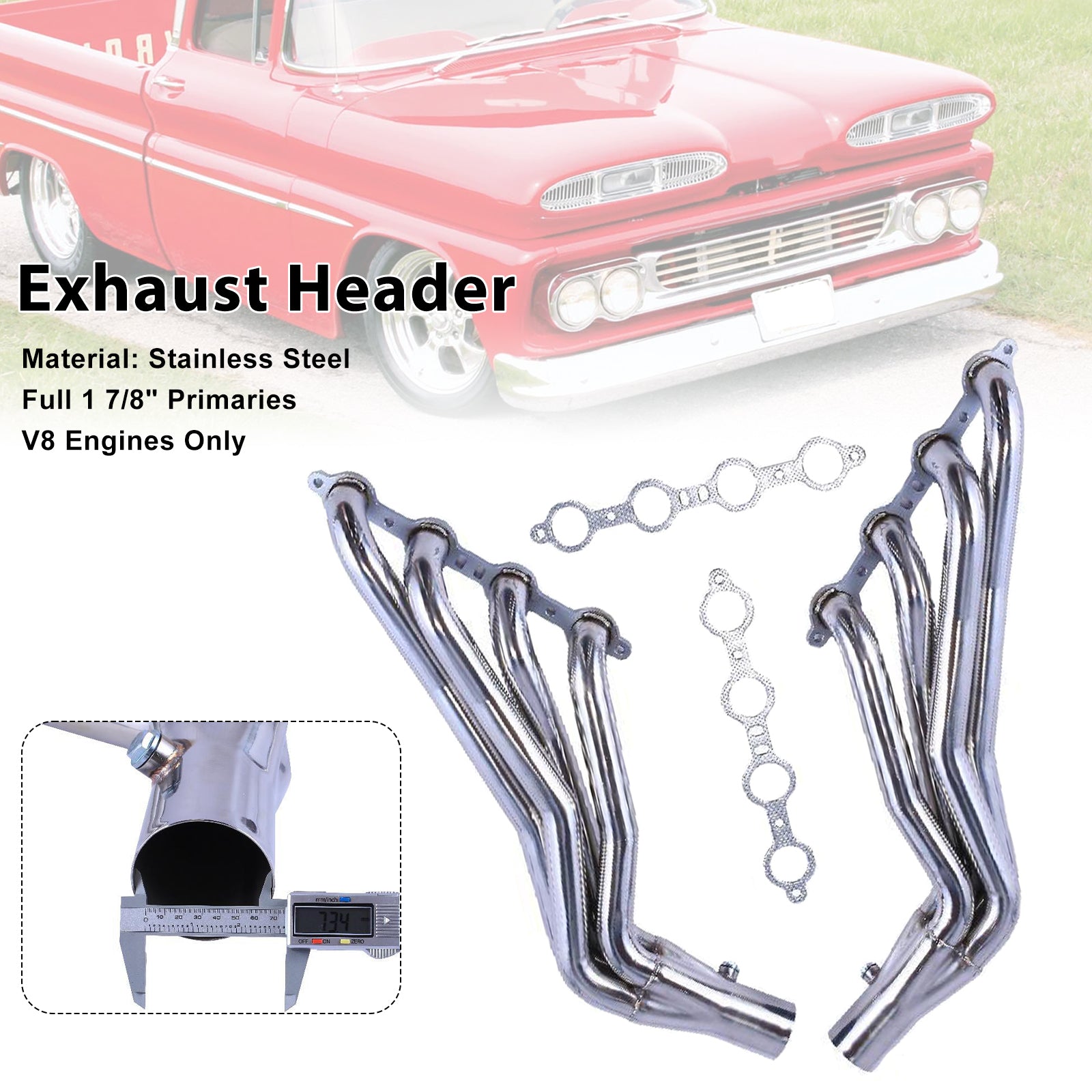 LS6 Long Tube 1-7/8 Exhaust Manifold Header Fit Chevy C10 LS LS1 LS3 LS2