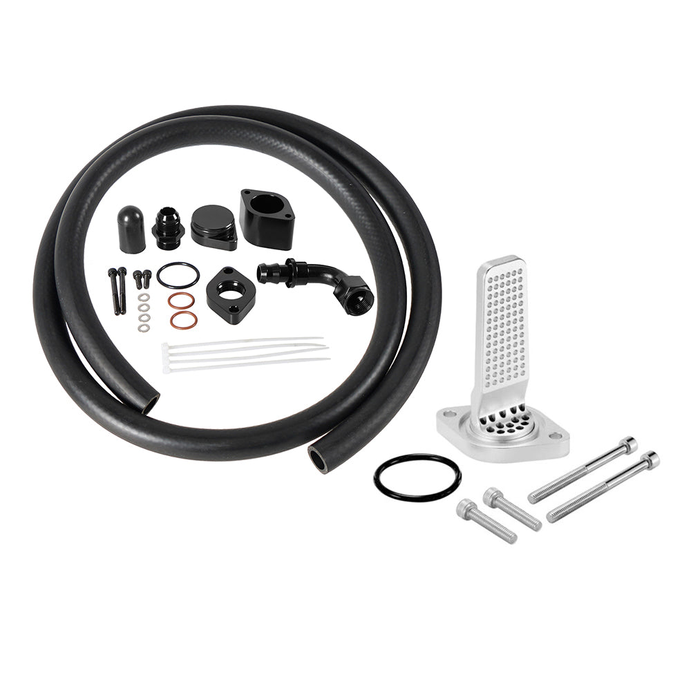 Ford 2011-2024 F250 F350 F450 F550 6.7L Powerstroke CCV Reroute Kit + CCV Baffle Internal Catch Can