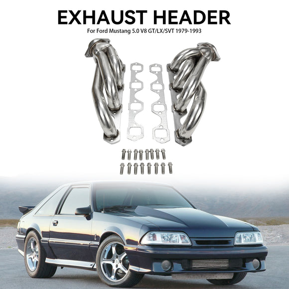 Collecteurs d'échappement en acier inoxydable pour Ford Mustang 5.0 V8 GT/LX/SVT 1979-1993