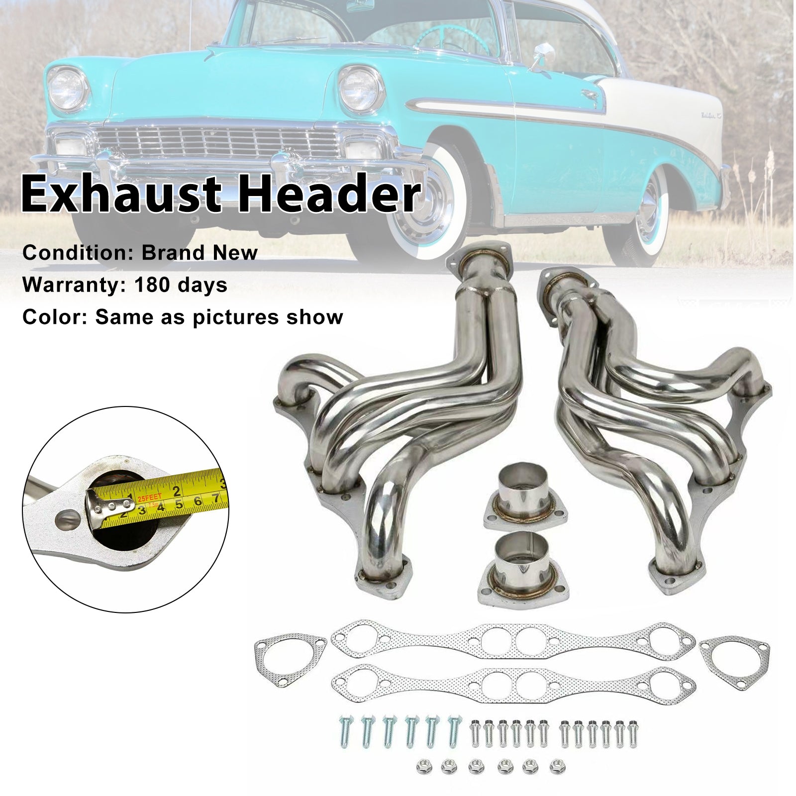 Exhaust Manifold Header Fit Chevy Car 150 210 Bel Air 1955-1957 Small Block - 0