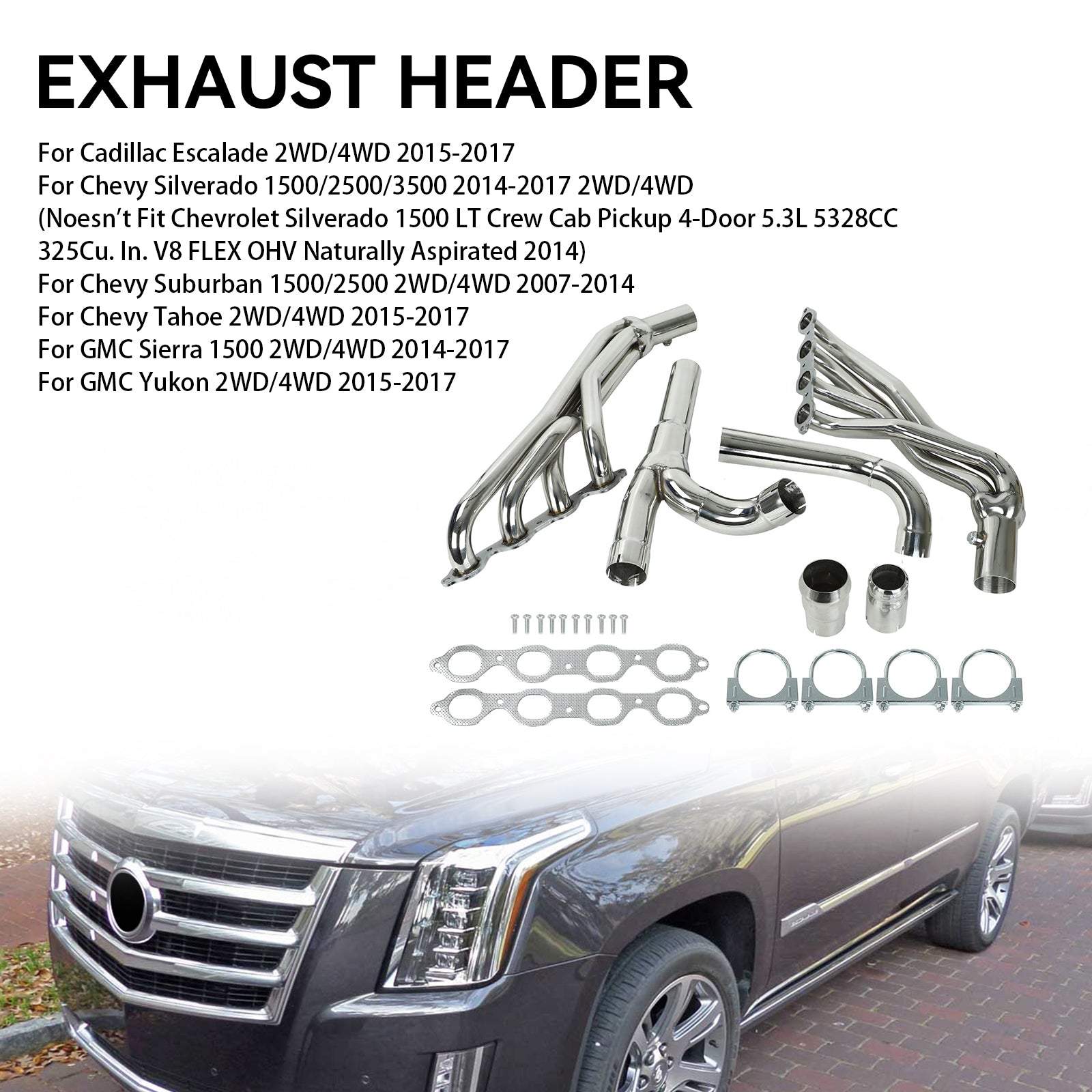 Chevrolet 2014-2017 Silverado 1500/2500/3500 2WD/4WD 5.3L 6.2L Stainless Exhaust Header