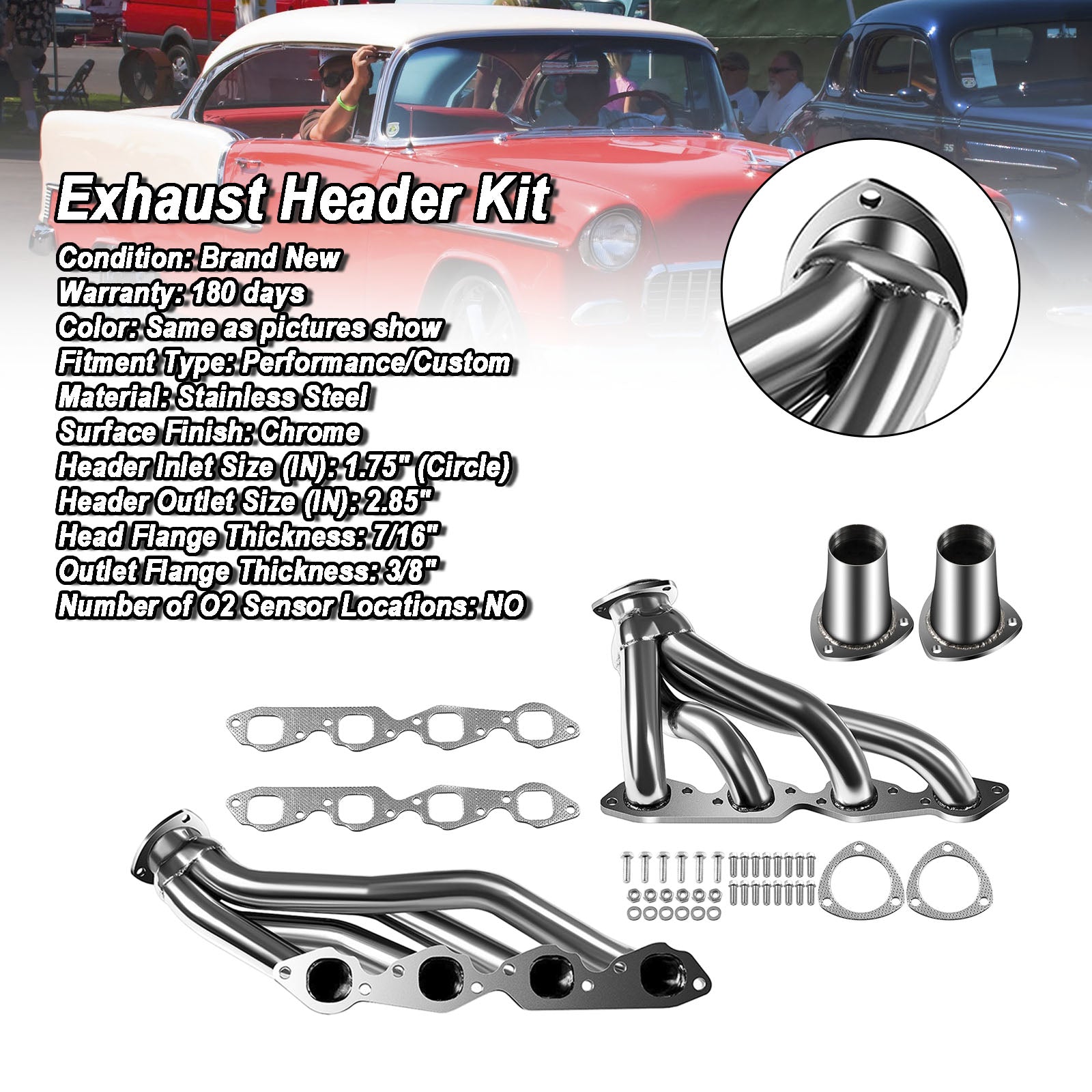 Chevrolet 1971-1972 Bel Air/Biscayne/Caprice/Chevelle/Corvette/El Camino/Impala 6.6L Exhaust Manifold Shorty Header