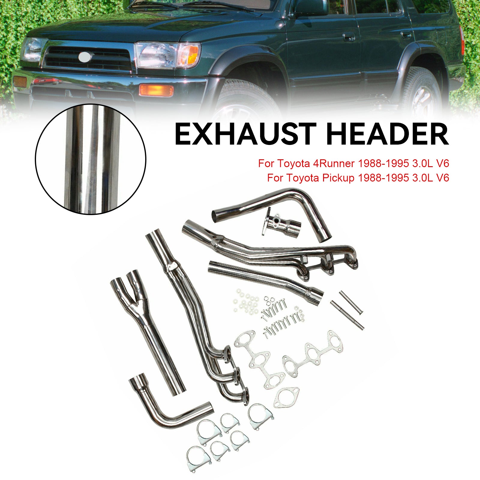 Toyota 1988-1995 4Runner Pickup 3.0L V6 Stainless Exhaust Manifold Headers