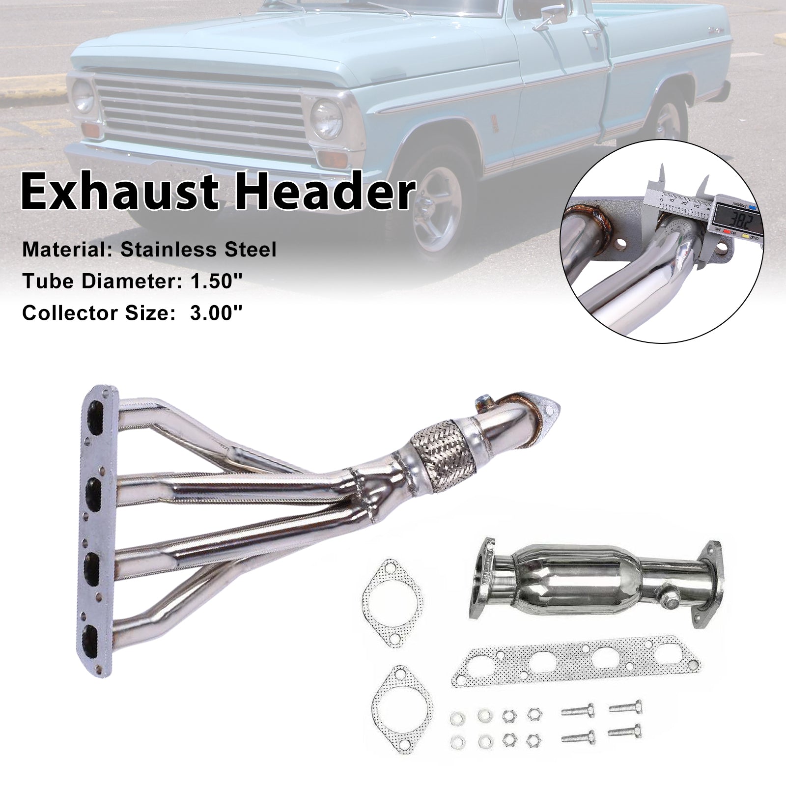 Ford 1969-1979 F100 Pickup Truck 5.0L 302Ci V8 2WD Exhaust Manifold Header